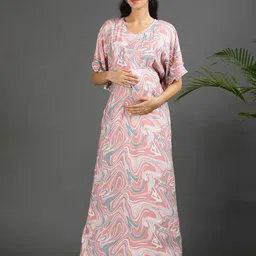 GOLDSTROMS Floral Print Flared Sleeve Maternity Maxi Dress-image-65
