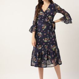 Chemistry Floral Bell Sleeve Georgette A-Line Midi Dress-image-56
