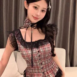 HERE&NOW Square Neck Checked Top-picture-24