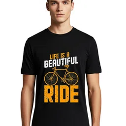PULP Unisex Life Is Beautiful Ride Typography Printed Round Neck Pure Cotton T-Shirt-40