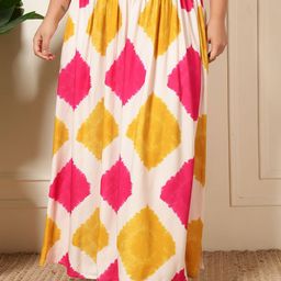DEEBACO Printed Flared Maxi Skirt-86