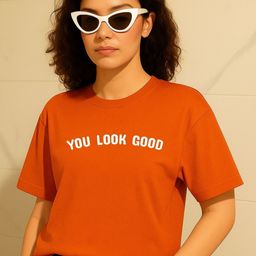 PVC RAIMENTS Women Orange Cotton Printed T-shirt-picture-37