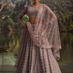 Fusionic Embroidered Sequinned Semi-Stitched Lehenga & Unstitched Blouse With Dupatta-picture-27