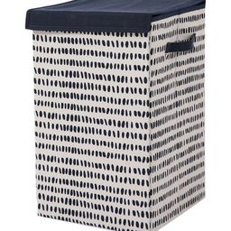HOKIPO Blue & White Dots Printed Foldable Laundry Basket For Clothes With Lid-image-49