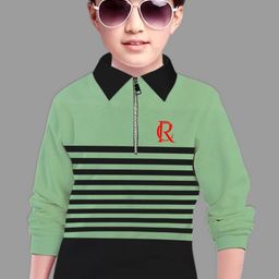 MYEONN Boys Typography Striped Polo Collar T-shirt-image-92