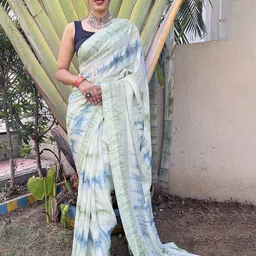 HERE&NOW Tie and Dye Pure Chiffon Jamdani Saree-image-74