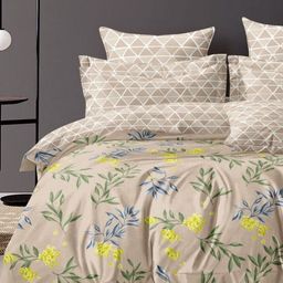 Myntra Elegant Homes Brown & Yellow Floral 350 TC King Bedsheet with 2 Pillow Covers-image-41
