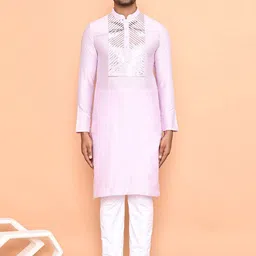Arihant Rai Sinha Men Embroidered Regular Sequinned Kurta with Trousers-image-60