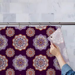 ArtzFolio Maroon & White Floral Printed Waterproof Shower Curtain-image-22