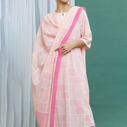 Banana Labs Checked Dupatta-picture-45