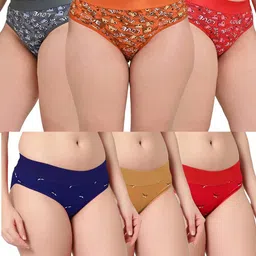 FiveFlag Women Pack Of 6 Printed Mid-Rise Hipster Briefs-image-6