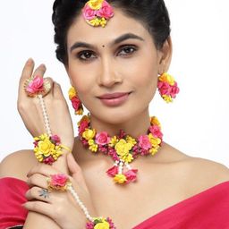 PASU FASHION Flower Bridal Haldi-Mehndi-Baby Shower Jewellery Set-12