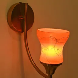 1ST TIME Orange & White Printed Glass Traditional Cylinder Wall Lamps Wall Lamps-picture-5