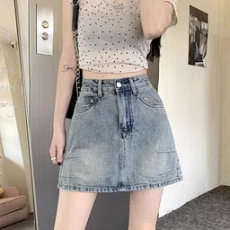 StyleCast Pure Cotton A-Line Mini Straight Hem Skirt-picture-39