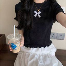 KPOP Women Round Neck Short Sleeves Top-image-65