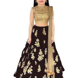 F Plus Fashion Girls Embellished Semi-Stitched Lehenga Set With Dupatta-picture-18