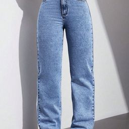 DressBerry Women Comfort Straight Fit Plus Size Light Fade Acid Wash Jeans-image-101