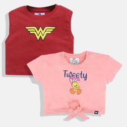 YK X Minute Mirth Girls Pack Of 2 Printed Crop Tops-image-31