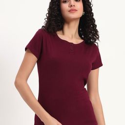appulse Women Henley Neck Extended Sleeves Cut Outs Slim Fit T-shirt-image-27