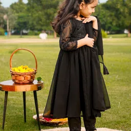 Thread & Button Girls Regular Kurta with Trousers & With Dupatta image 2