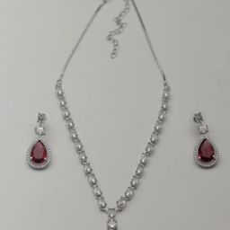 SIVA BY ANIKA Rhodium-Plated American Diamond Stone Studded Jewellery Set-7