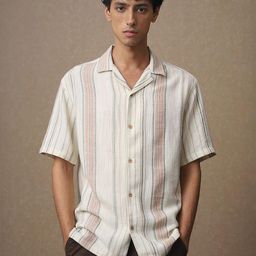 4 TRIPLE O FIVE O BY MUFTI Textured Striped Spread Collar Oversized Casual Cotton Shirt-image-83