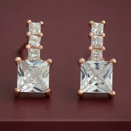 Kushal's Fashion Jewellery 92.5 Sterling Silver Rose Gold-Plated Classic Stud Earrings-image-30