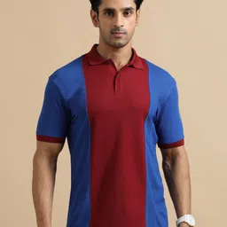 ECOLINE Clothing Men Antimicrobial Colourblocked Polo Collar T-shirt-image-34