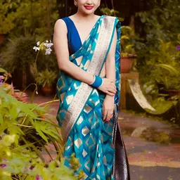 SWEETPEL Woven Design Silk Blend Designer Banarasi Saree-picture-32