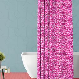 ArtzFolio Pink & White Printed Waterproof Shower Curtain-image-78