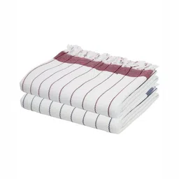 The Bath Community White & Rust 2 Pieces Striped Cotton 225 GSM Bath Towels-96