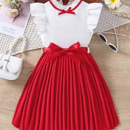 Xsole Girls Solid Fit & Flare Dress With Bow-22