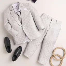 BAESD Boys Checked Single-Breasted Four-Piece Suits-image-78