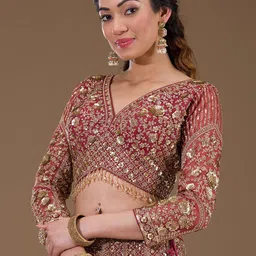 Koskii Embellished Sequinned Net Ready to Wear Lehenga & Blouse With Dupatta-12