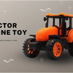 neoinsta shopping Medium size friction powered plastic tractor engine toy for kids orange image 4