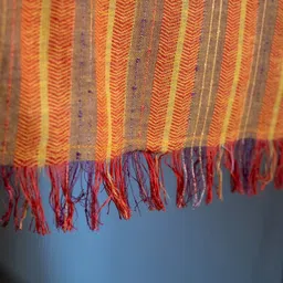 Ratan Cart Orange-Color & Brown Striped Cotton Rectangular Table Runner image 2