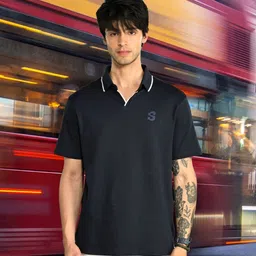 Supa Men Polo Collar Applique T-shirt-image-91