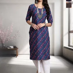 HERE&NOW Selection Of 2 Ethnic Motifs Printed Round Neck Straight Kurta-image-51