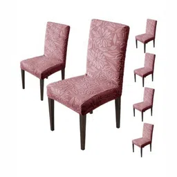 HOUSE OF QUIRK Maroon 6 Pieces Floral Waterproof Removable Chair Covers-image-24