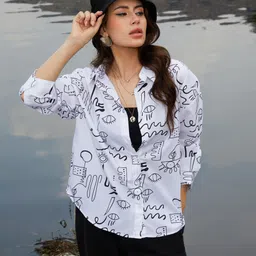 campus sutra Women Oversized Fit Checkered Spread Collar Casual Shirt-picture-23