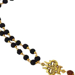 Lord Shiva Trishul Damru Locket with Rudraksha Mala for Men & Boys Beads Gold-plated Plated Brass, Wood Chain-image-14