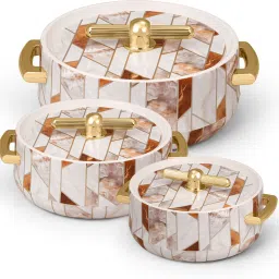 SELVEL-Elegance Royal Inner Steel Casserole Set of 3 Thermoware Casserole Set-24