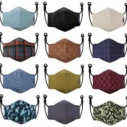Unisex 4 Layer Cotton Washable & Reusable with SSMMS Filter 3D Super Breathable Face Mask with Adjustable Ear Loop Without Valve (Multicolour) - Pack of 12 Cloth Mask-image-16