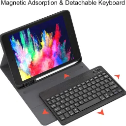 microware iPad 10.2 9th 8th 7th Generation Keyboard Case, Detachable with Pencil Holder, Bluetooth Handheld Tablet Keyboard image 4