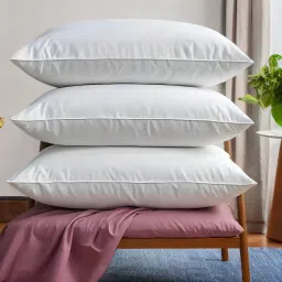 LUXURY Polyester Fibre Solid Sleeping Pillow Pack of 3-image-93