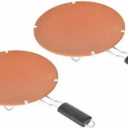 Clay Chapati Tawa, 22.5 Cm, Brown ( set of 2 ) NA Pan 22.5 cm diameter 0 L capacity-17