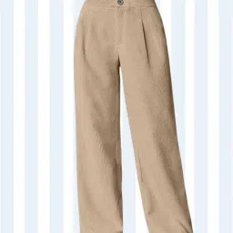 Women Regular Fit Cream Lycra Blend Trousers-image-38