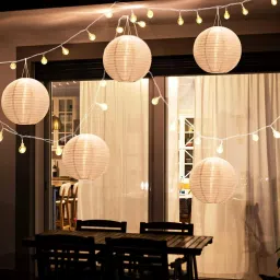White Paper Hanging Lantern Pack of 10 L (12 inch) 65 White Paper Hanging Lantern-25