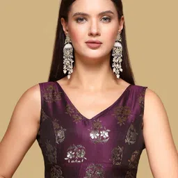Oomph! Woven Design V Neck Saree Blouse-27