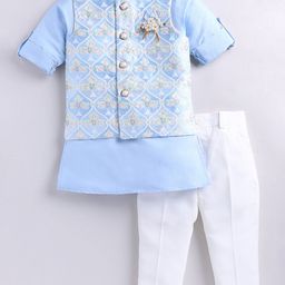 Little Collars Boys Nehru Jacket Kurta & Pajama Set-image-19